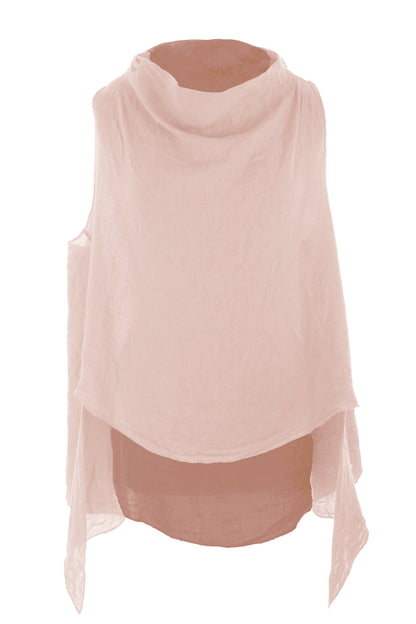 Sleeveless Cowl Neck Linen Top