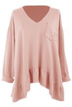Load image into Gallery viewer, V Neck Frill Hem Jersey Top
