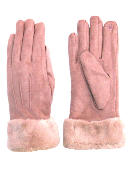 Stitch Detail Faux Fur Cuffs Gloves