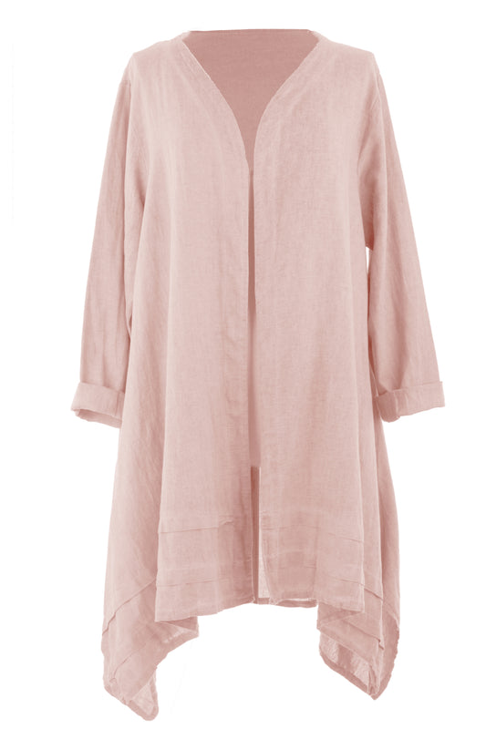 2 Pocket Asymmetric Linen Jacket