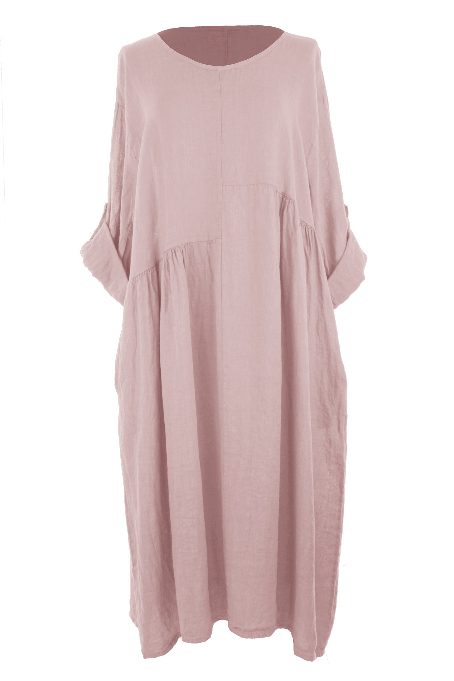 Pleat Panel Linen Dress