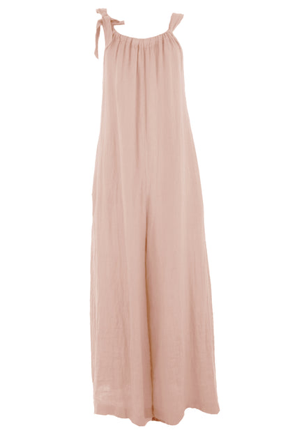 Side Tie Linen Jumpsuit