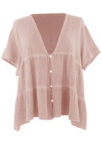 Load image into Gallery viewer, Button Tiered Linen Top
