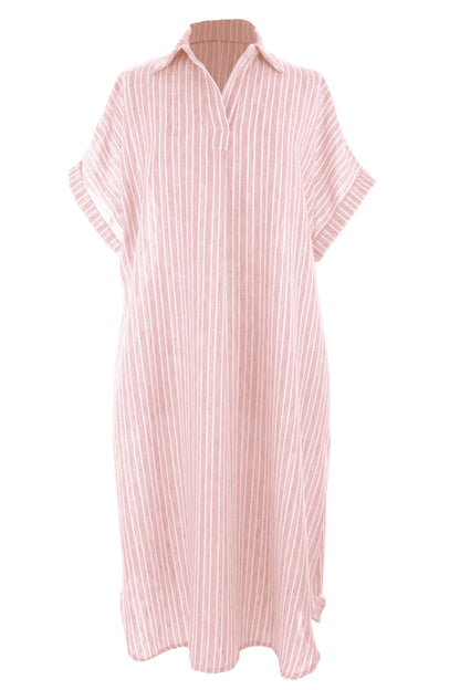 Stripe Print Collar Midi