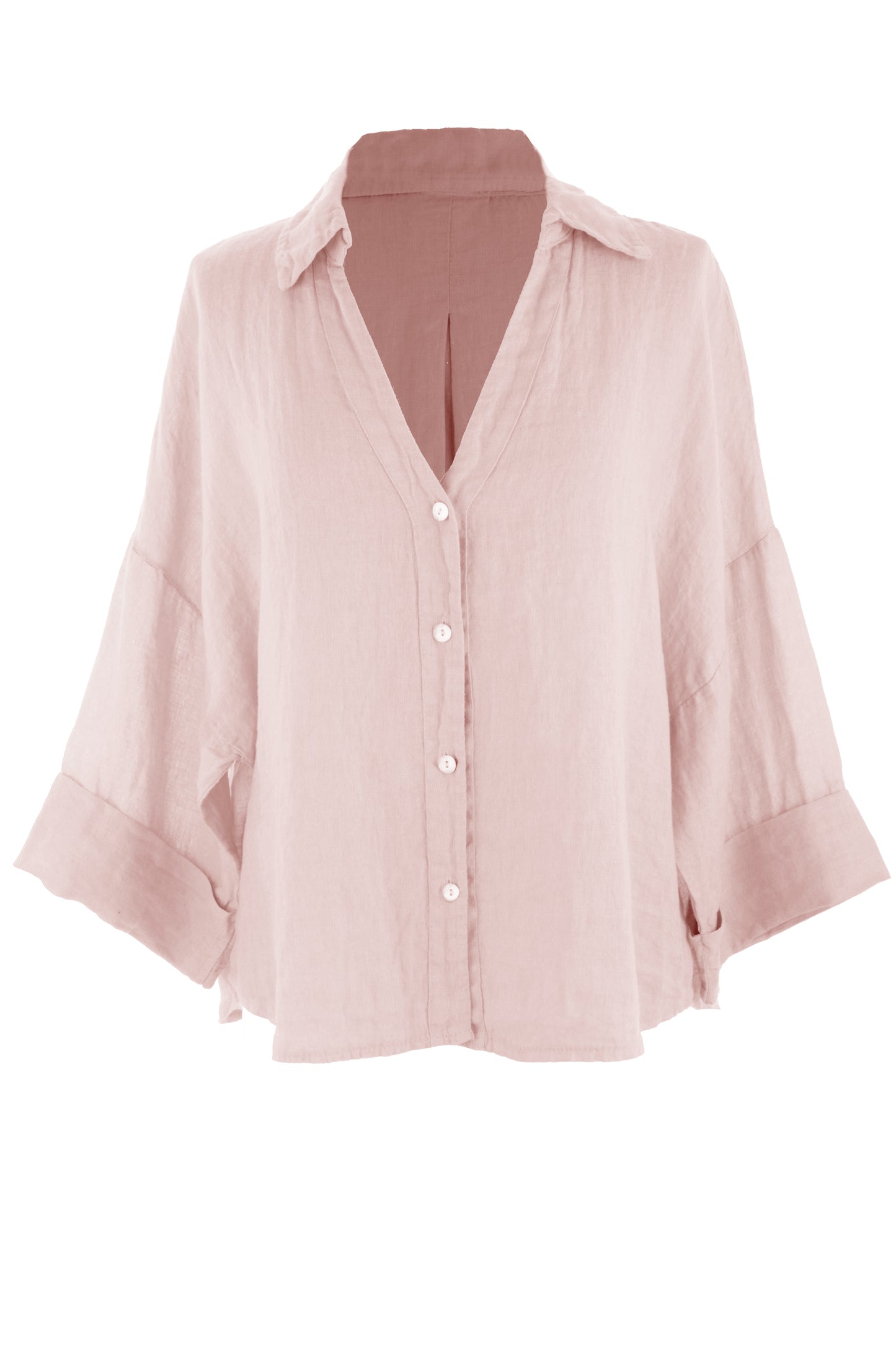 Collar V Neck Linen Shirt