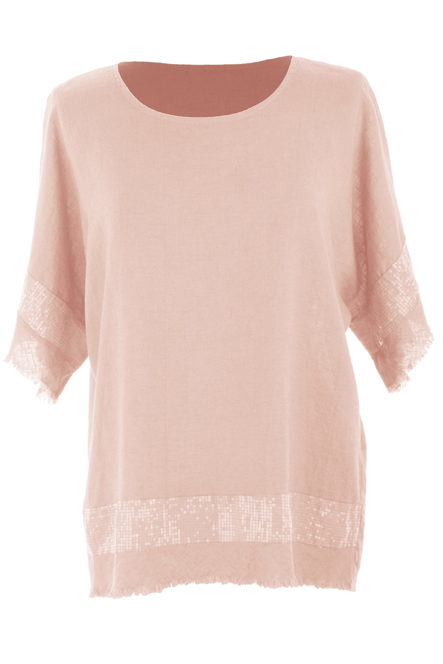 Sequin Trim Linen Top