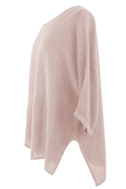 V Cutout Hem Linen Teabag Top