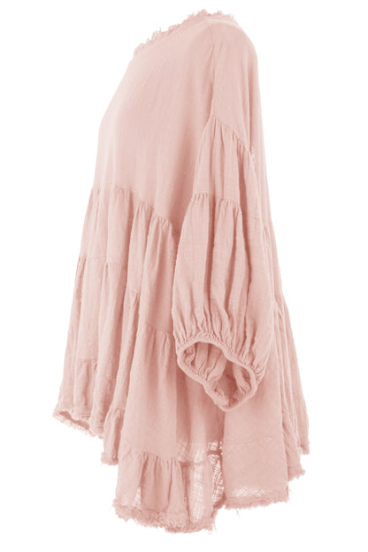 Balloon Sleeve Tiered Top