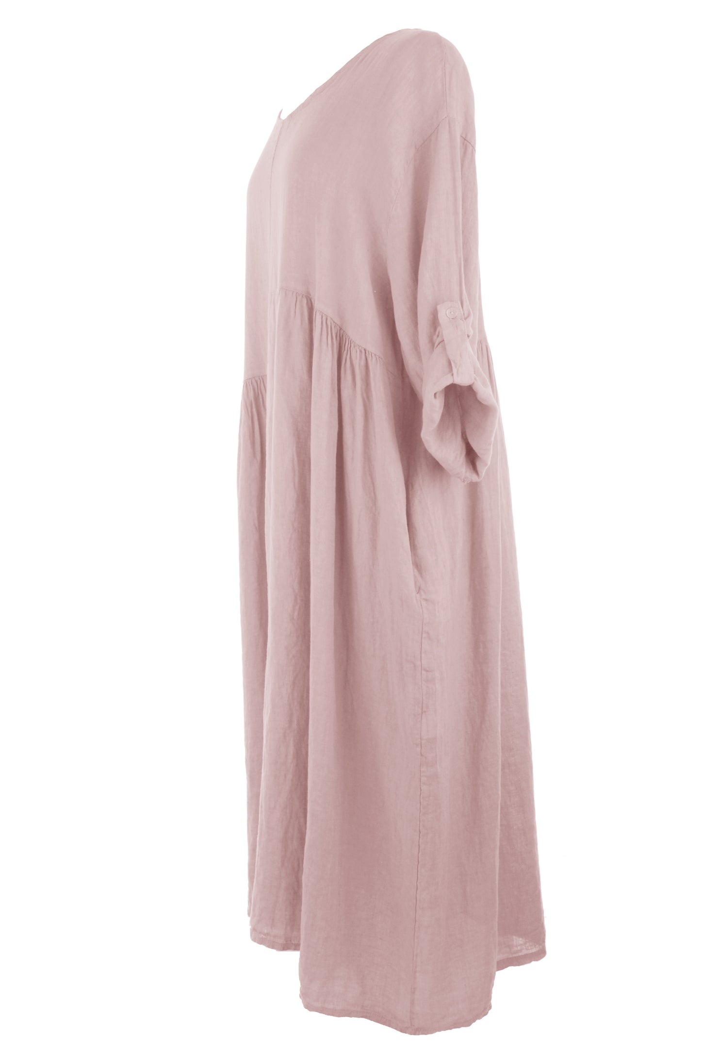 Pleat Panel Linen Dress