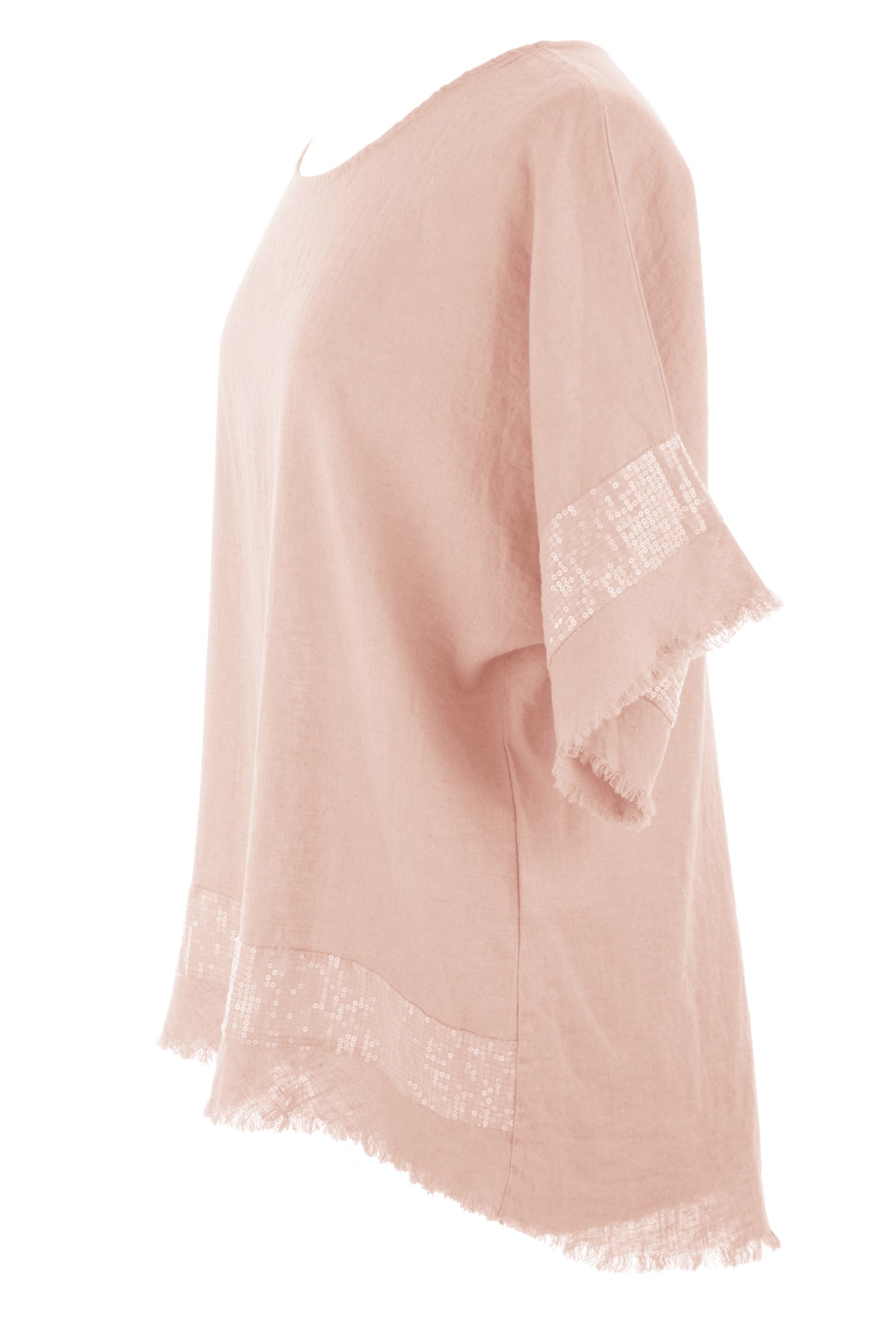 Sequin Trim Linen Top