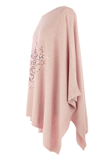 Sequin Star Knit Poncho