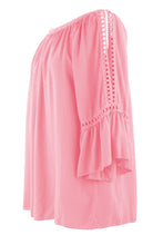 Load image into Gallery viewer, Crochet Trim Cut-out Shoulder Top
