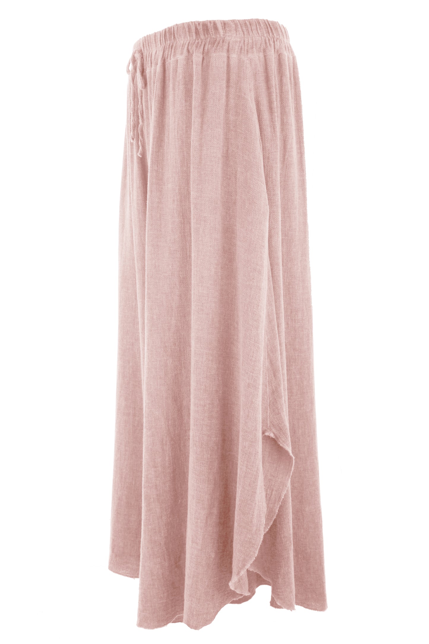 Side Slit Wide Leg Teabag Linen Trouser