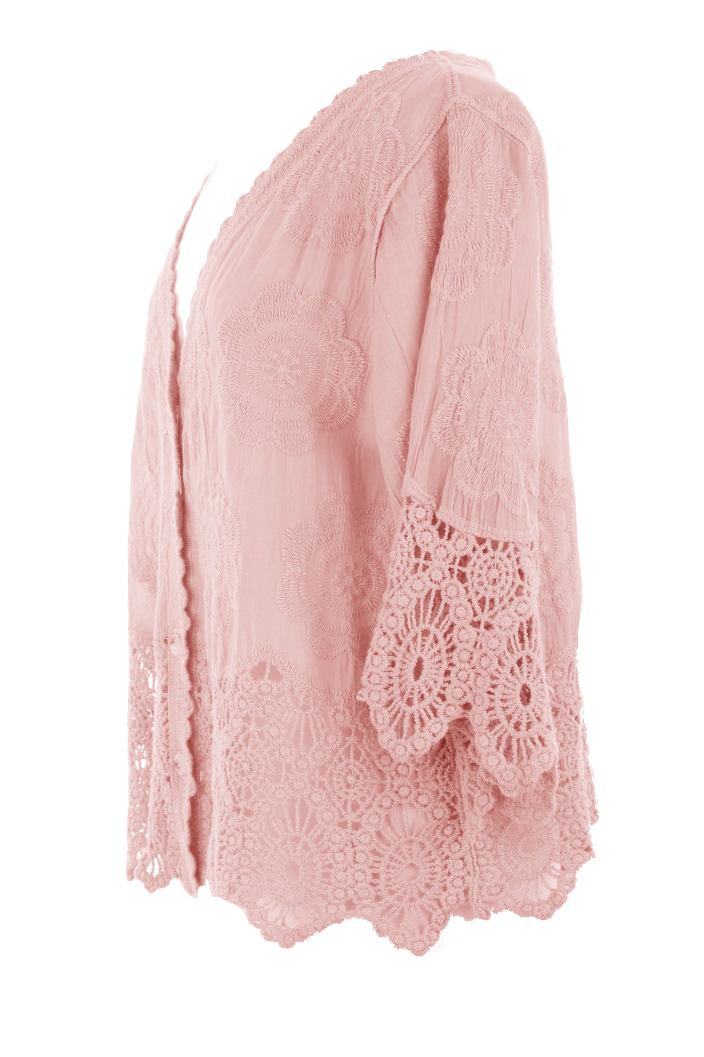 Crochet Trim Cotton Shirt