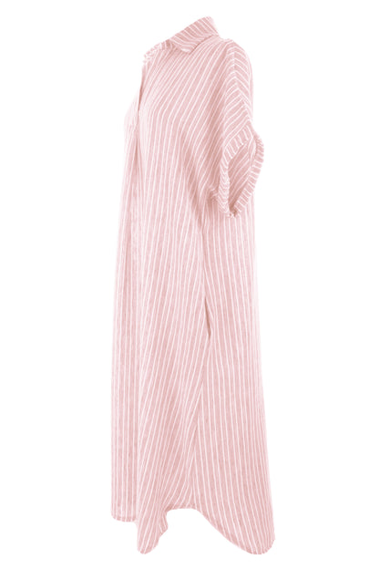 Stripe Print Collar Midi