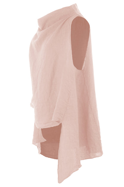 Sleeveless Cowl Neck Linen Top