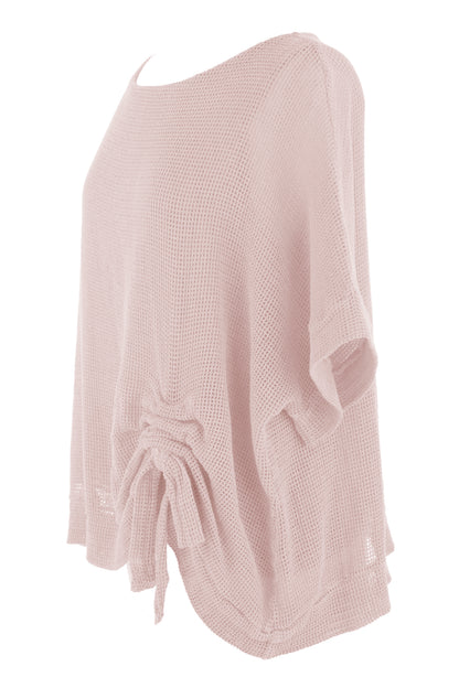 Tie Ruched Detail Mesh Top