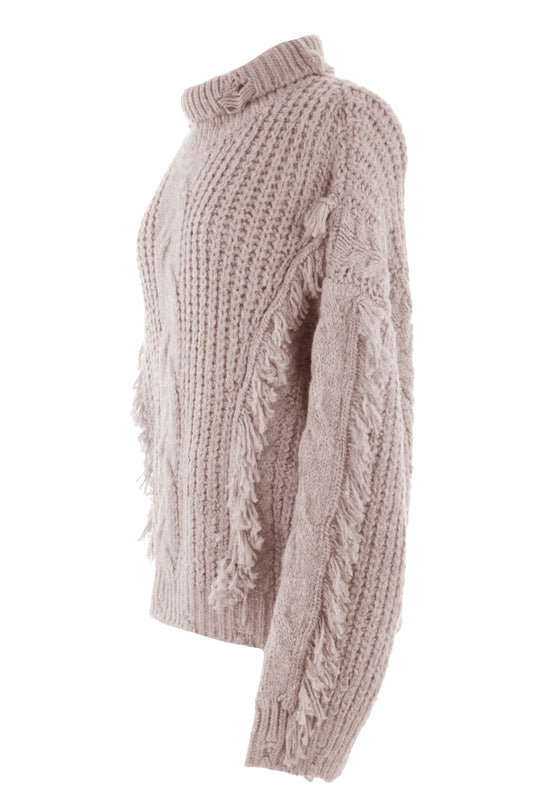 Cable Knit Fringe Wool Jumper