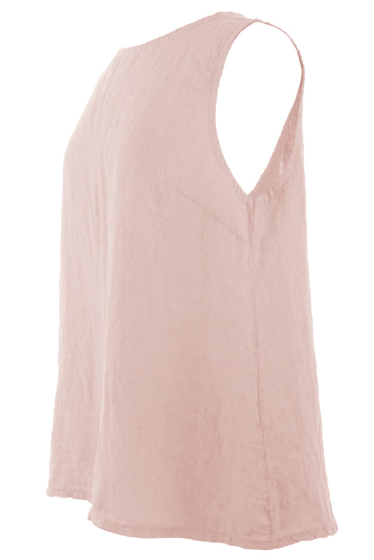 Sleeveless Button Back Linen Top