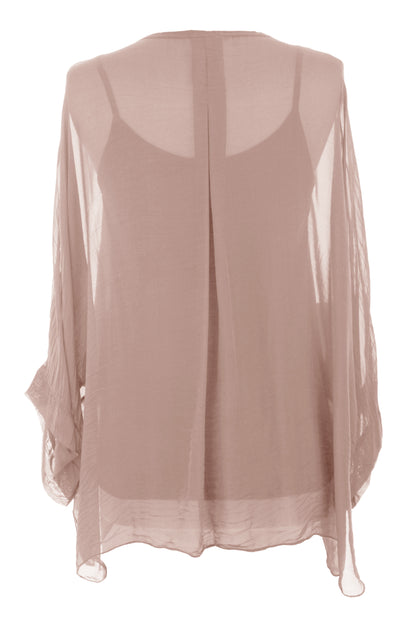 V Neck Silk Shirt with Vest