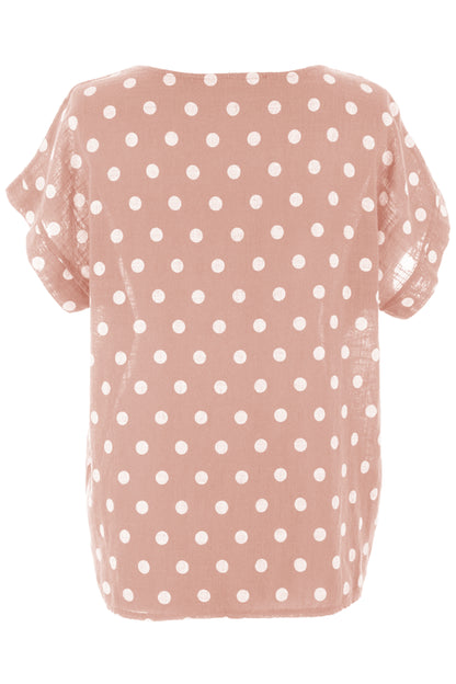 Polka Dot Print Necklace Top