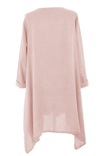 2 Pocket Asymmetric Linen Jacket