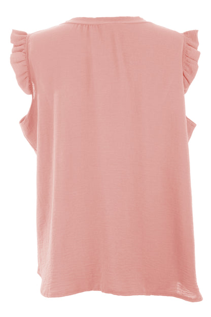 Sleeveless Frill Trim Necklace Top