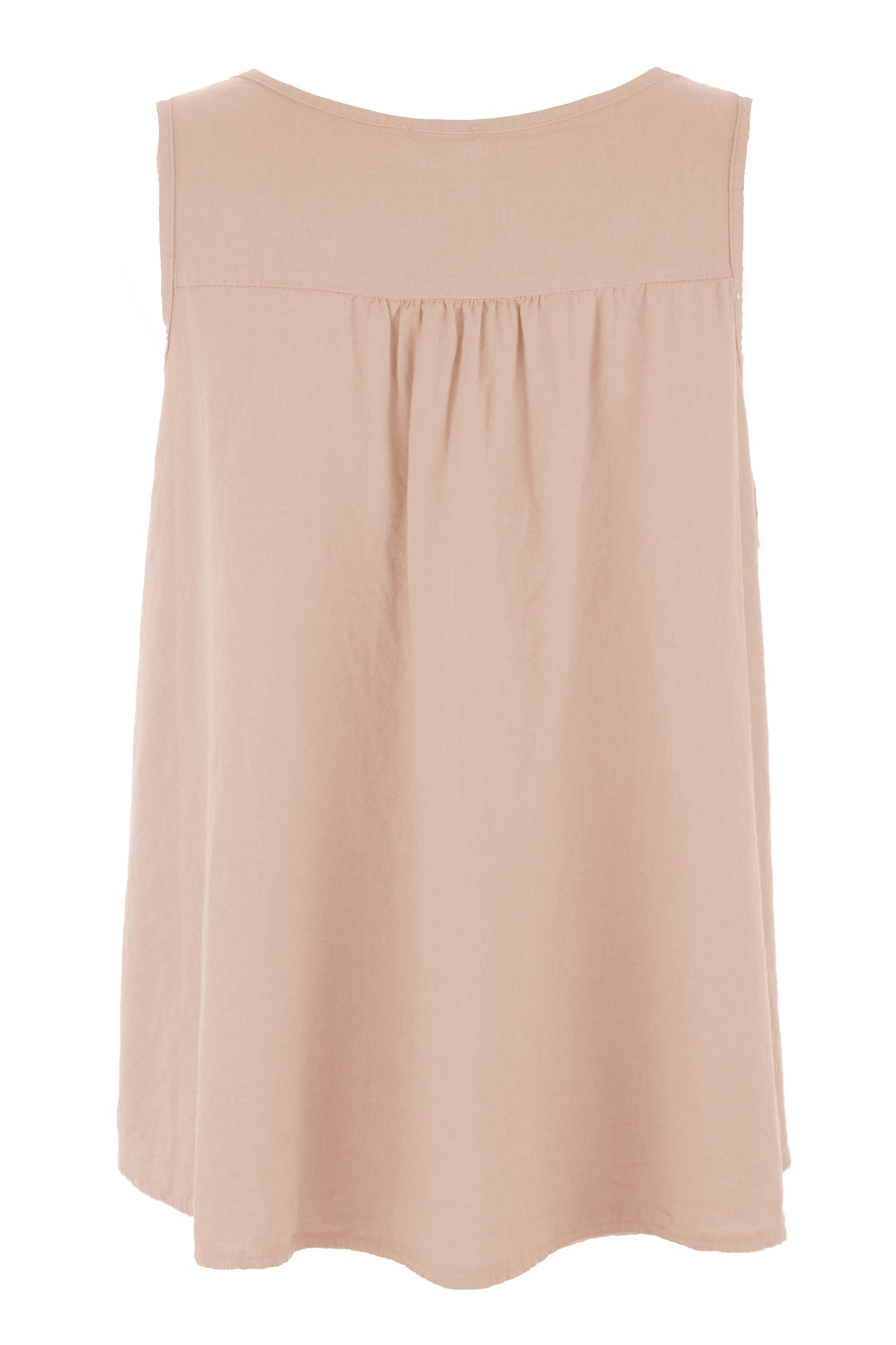 Sleeveless V Neck Button Detail Linen Top