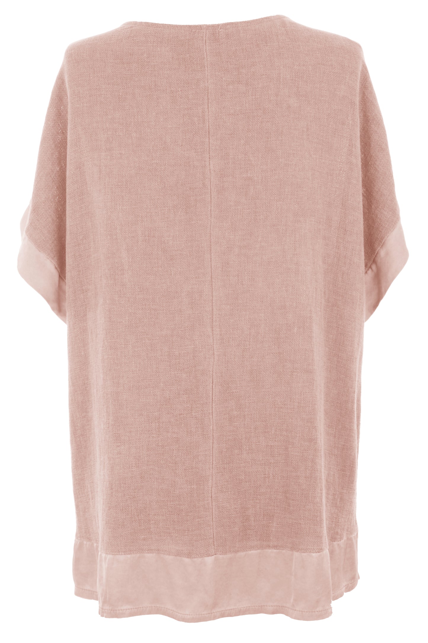 Satin Trim V Neck Teabag Linen Blouse