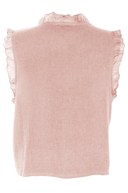 Sleeveless Frill Trim Teabag Top