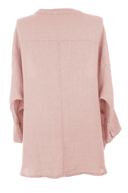 Collar V Neck Linen Top