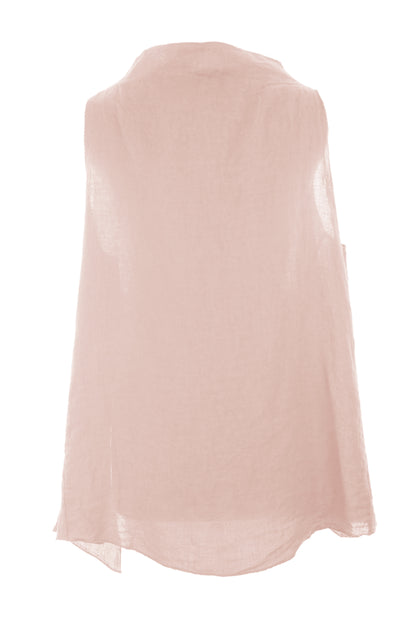 Sleeveless Cowl Neck Linen Top
