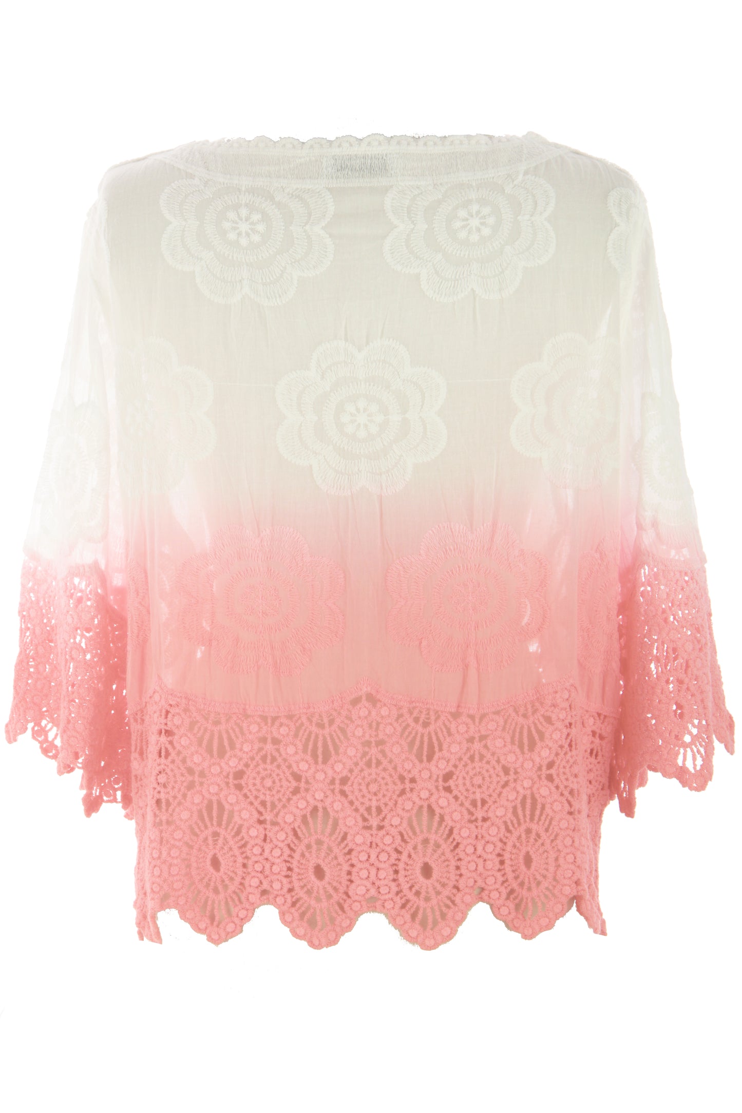 Dip Dye Crochet Trim Cotton Shirt