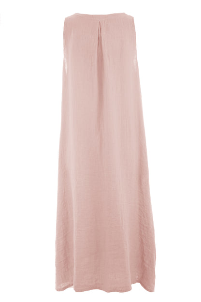 Sleeveless Button Front Linen Midi