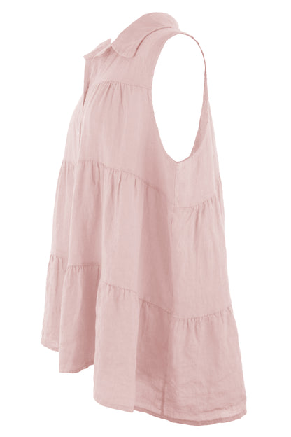 Sleeveless Tiered Linen Top