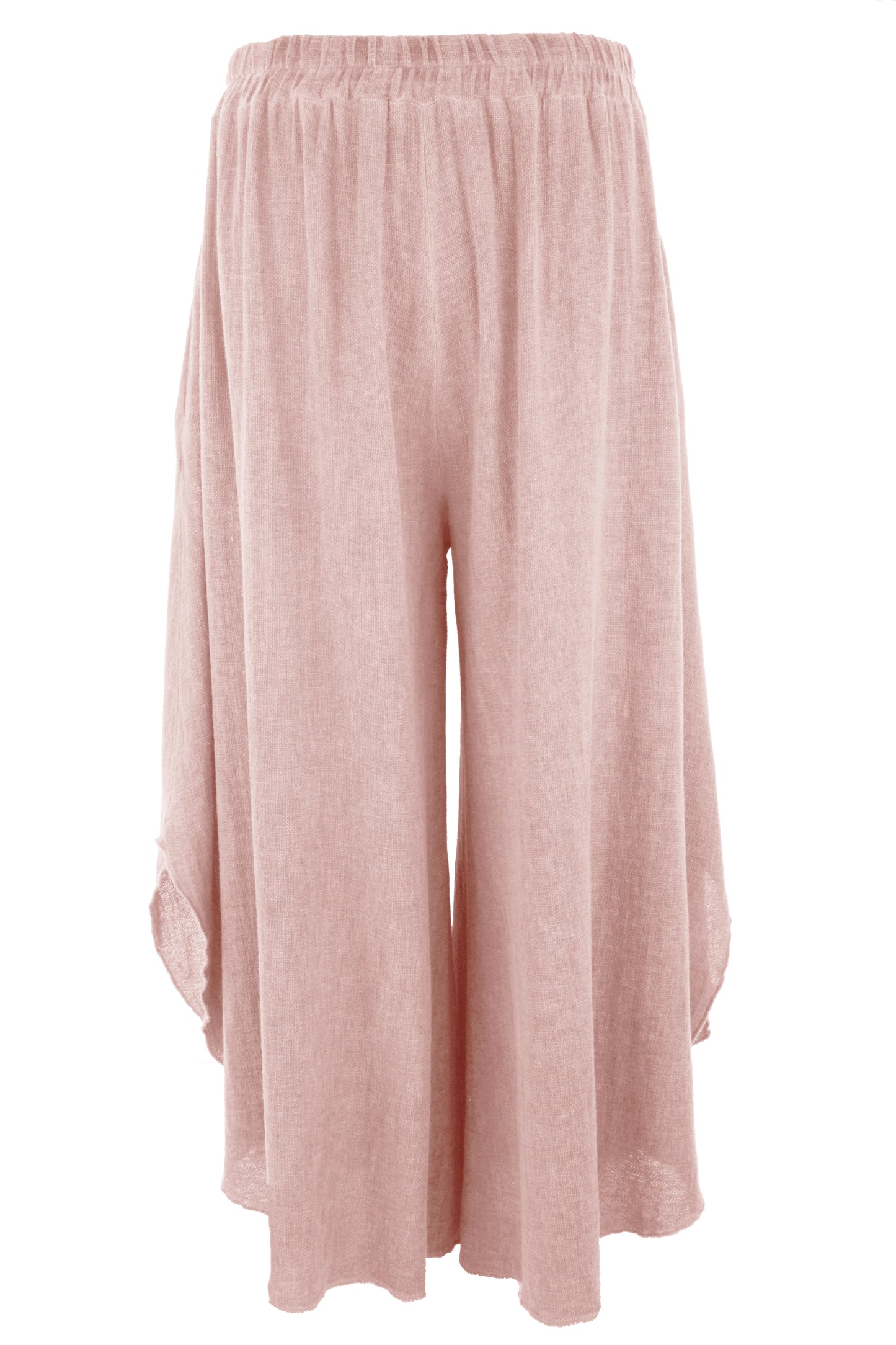 Side Slit Wide Leg Teabag Linen Trouser