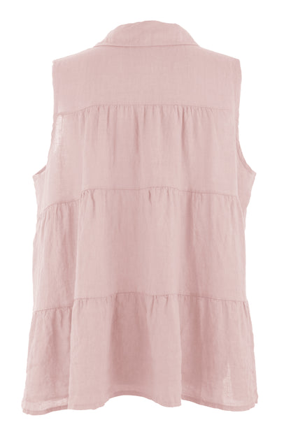 Sleeveless Tiered Linen Top