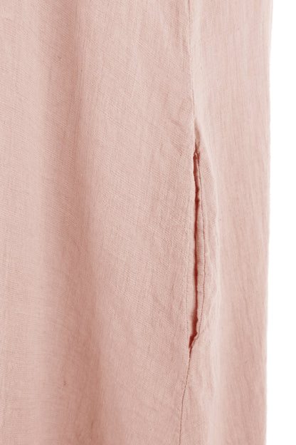 Sleeveless Button Front Linen Midi