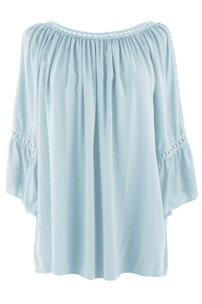 Crochet Trim Cut-out Shoulder Top