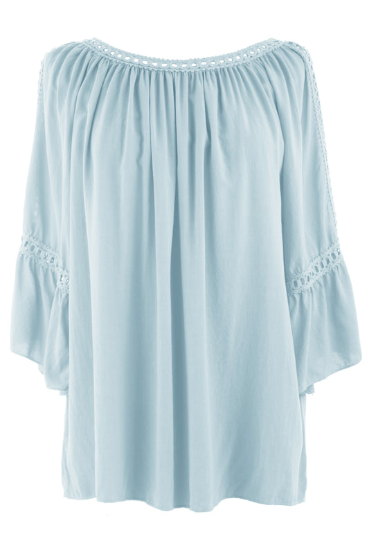 Crochet Trim Cut-out Shoulder Top