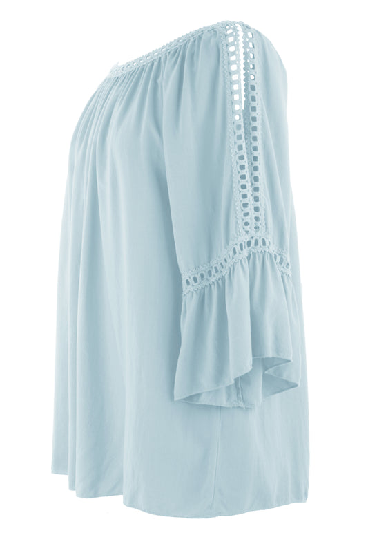 Crochet Trim Cut-out Shoulder Top
