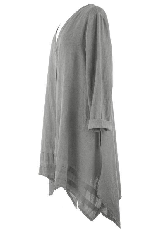 2 Pocket Asymmetric Linen Jacket