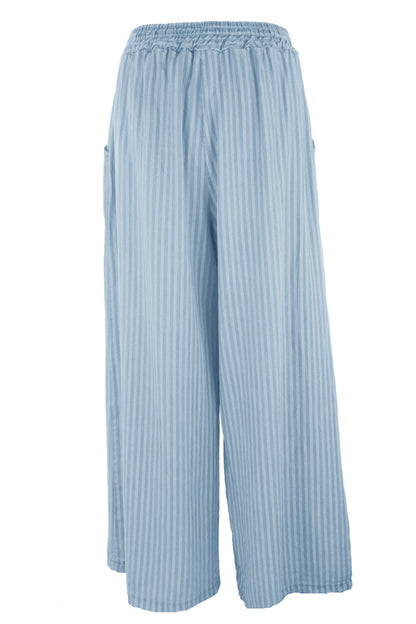 Stripe Wide Leg Denim Trouser
