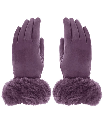 Faux Fur Cuff Suede Gloves