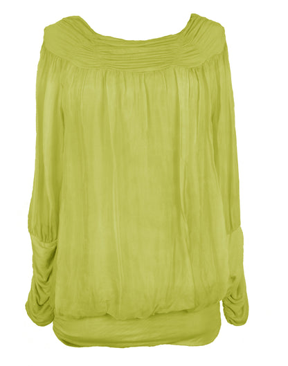 Ruched Neck Silk Blouse