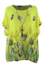 Load image into Gallery viewer, Tulip Print Necklace Cotton Top
