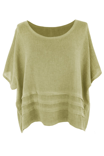 Pleat Detail Teabag Linen Top