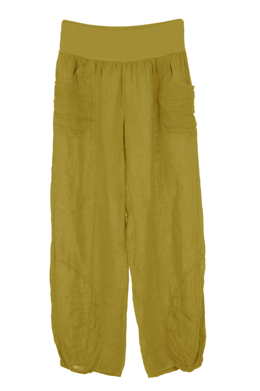 Ruched Ankle Linen Trouser