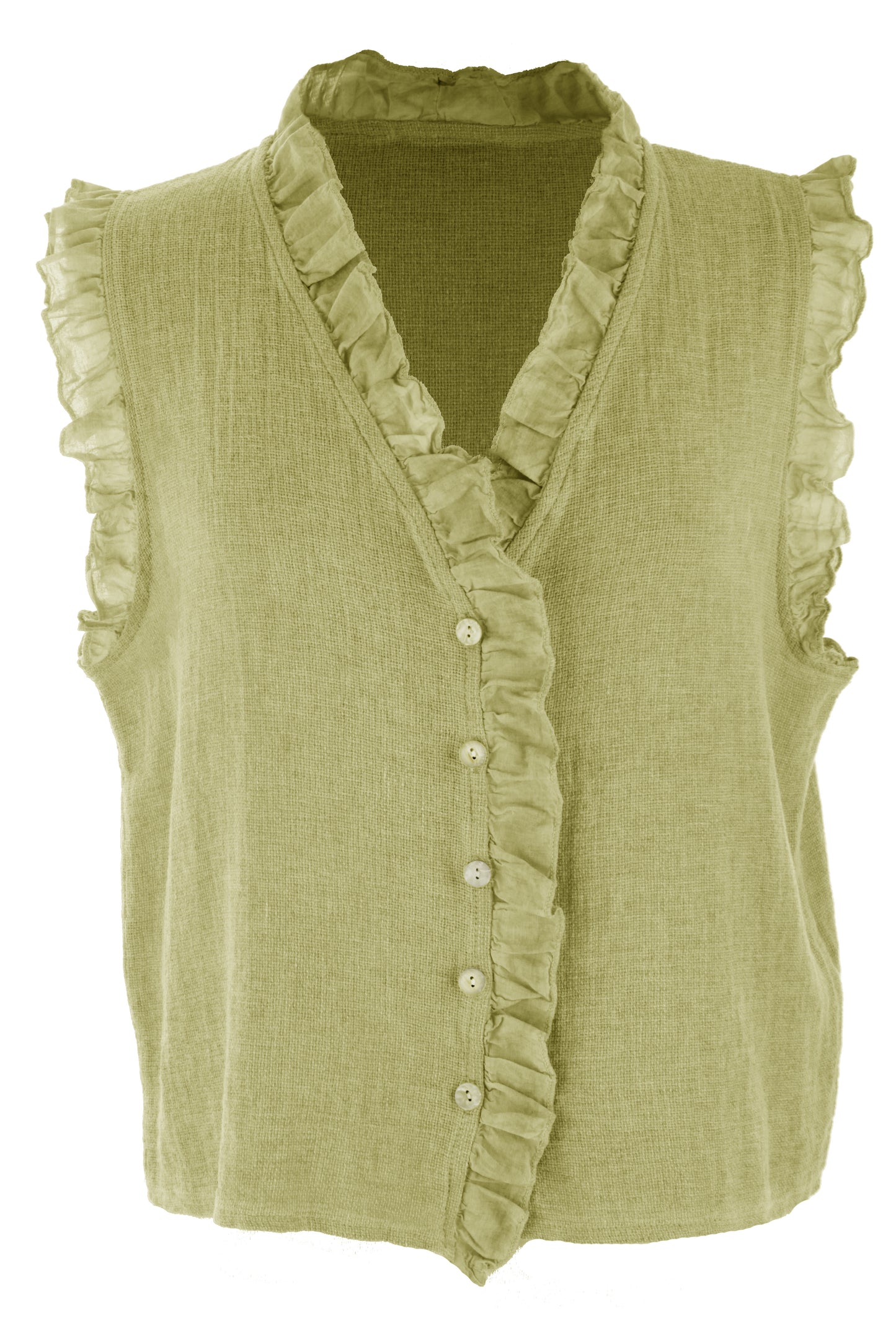 Sleeveless Frill Trim Teabag Top
