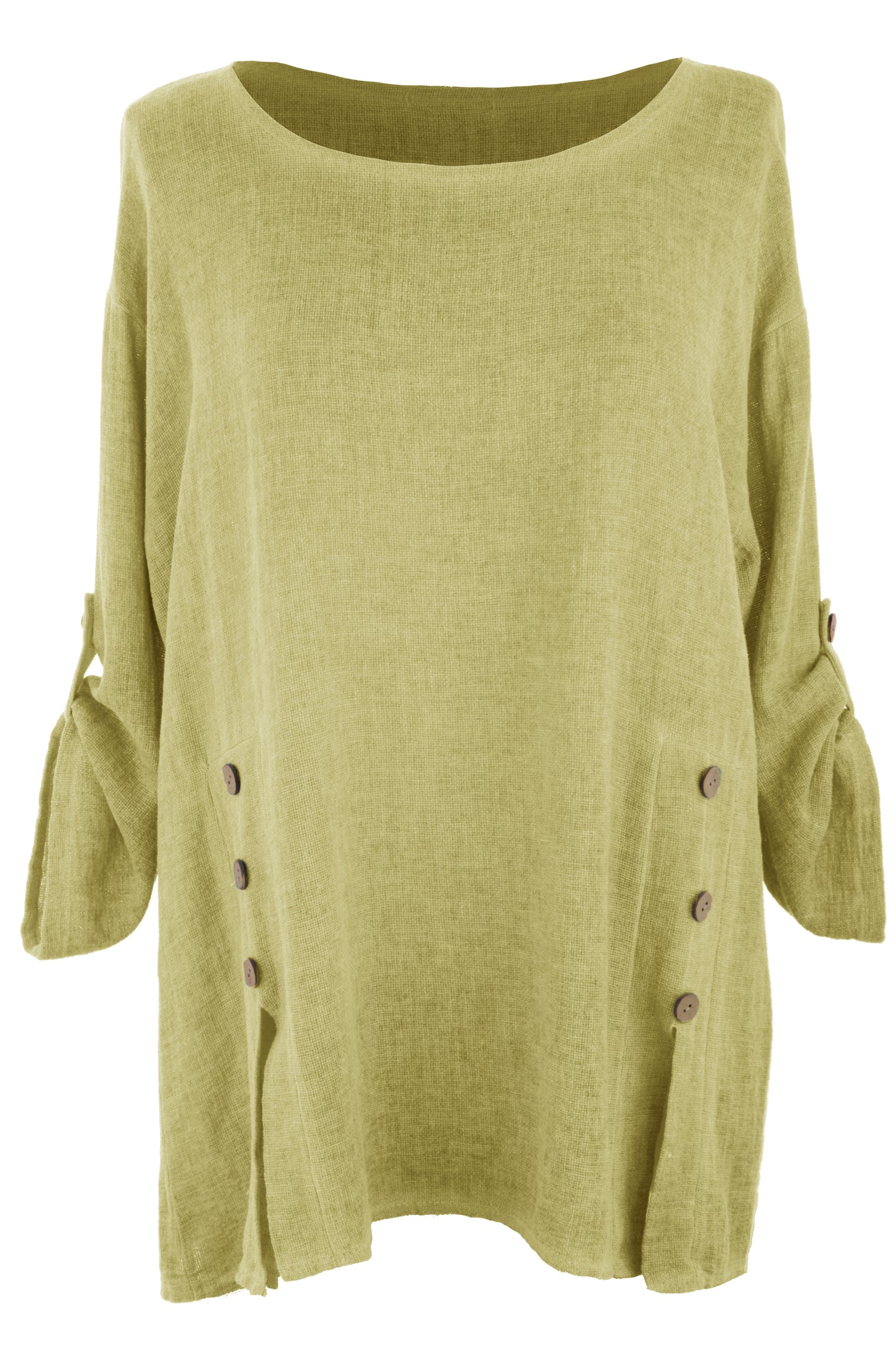 Cutout Button Detail Hopsack Top